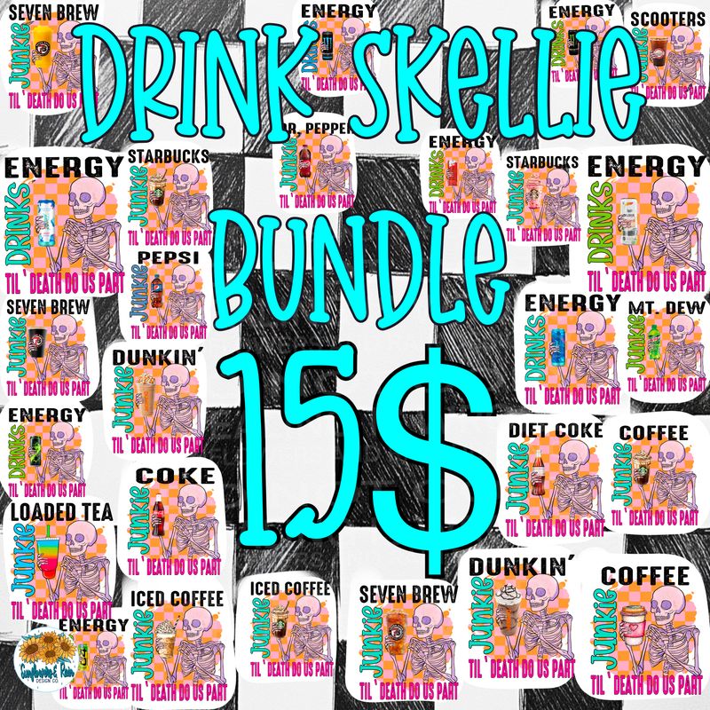 Skellie Drink bundle. 26 individual png files included. TM and non TM files