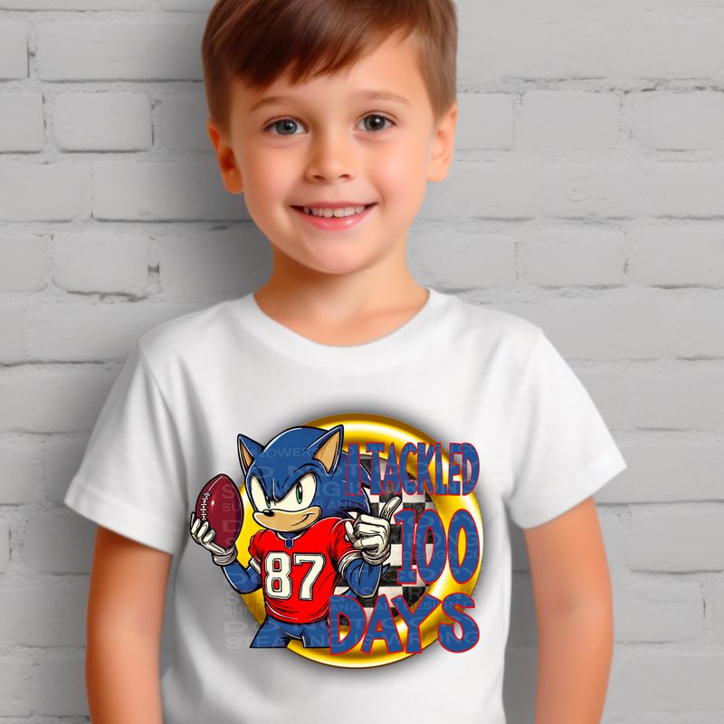 Sonic tackled 100 days  design .Png file for sublimation and dtf T-shirts and prints.