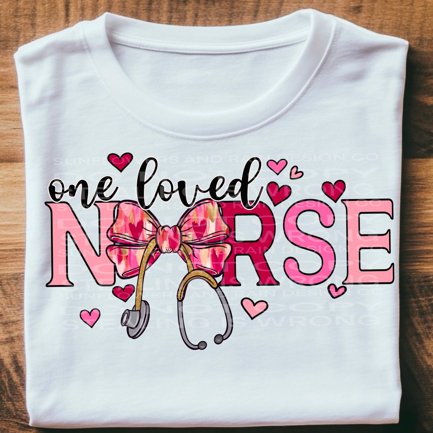 Coquette Bow one loved nurse design .Png file for sublimation and dtf T-shirts and prints.