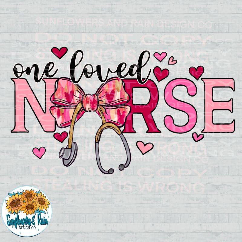 Coquette Bow one loved nurse design .Png file for sublimation and dtf T-shirts and prints.