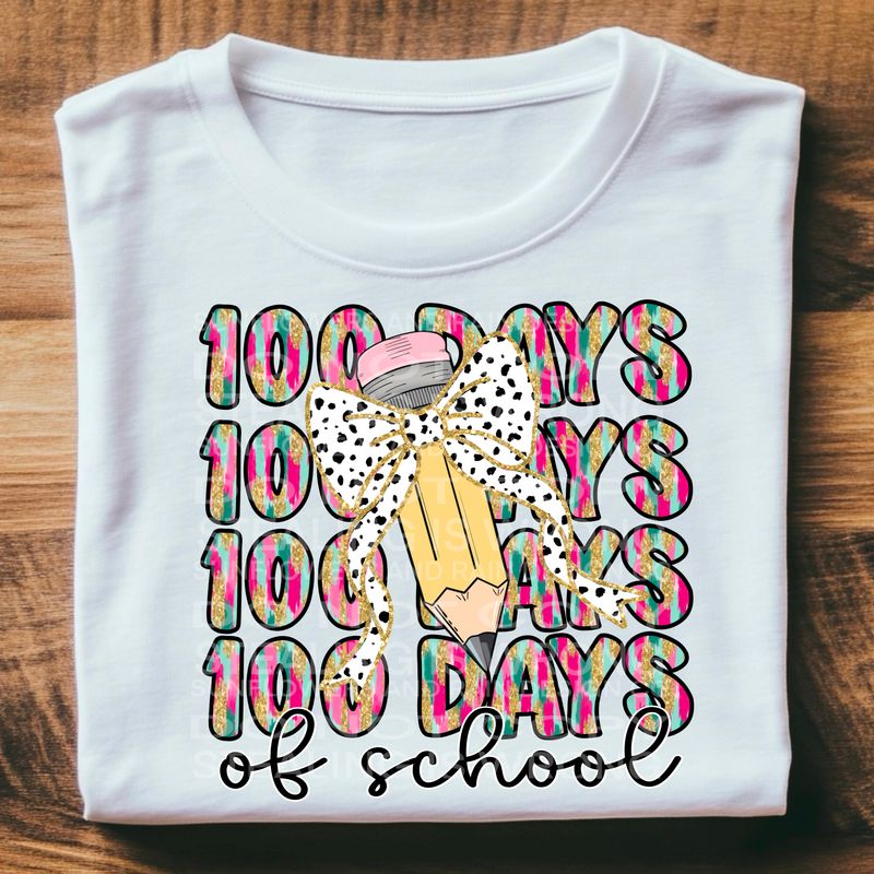 Coquette Bow 100 days of school .Png file for sublimation and dtf T-shirts and prints.