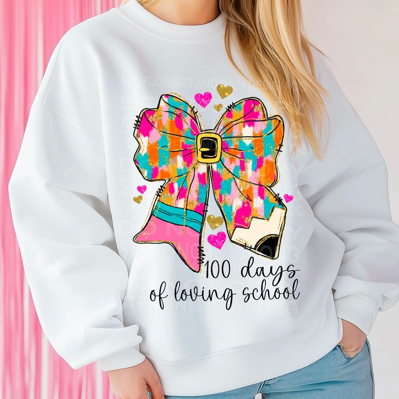 Coquette bow 100 days of school .Png file for sublimation and dtf T-shirts and prints.
