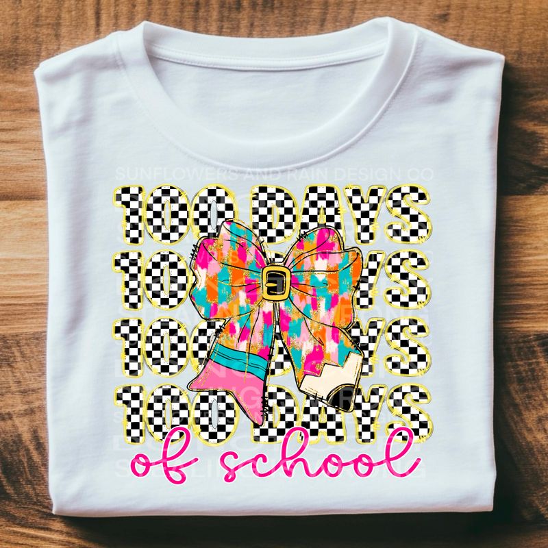 100 days bow mini bundle mini bundle Png file for sublimation and dtf T-shirts and prints.