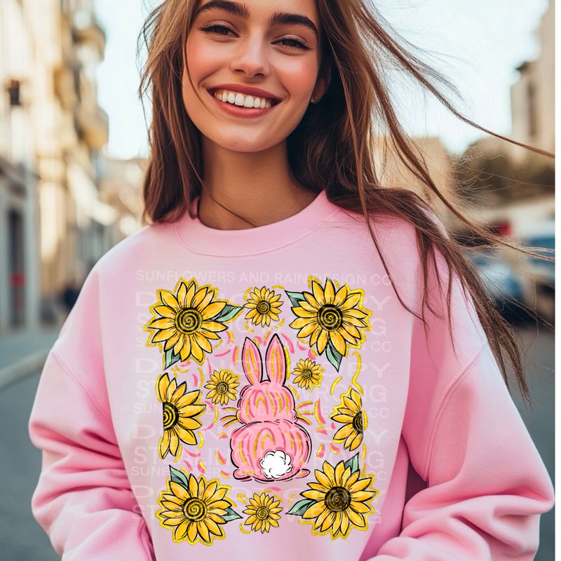 Easter sunflower flower bunny .Png file for sublimation and dtf T-shirts and prints.