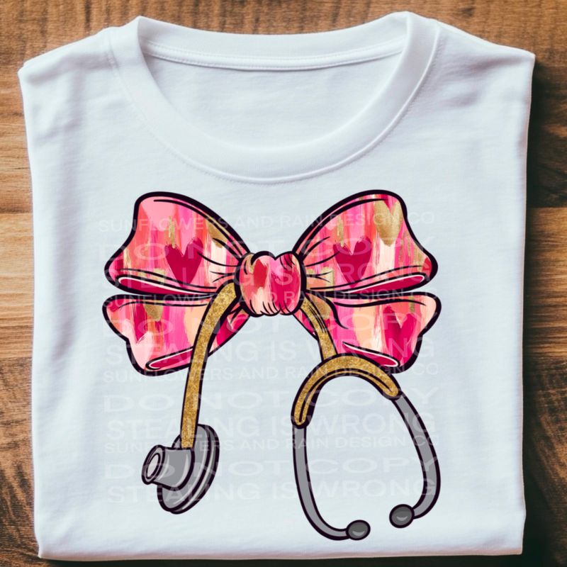 Valentine’s Day Stethoscope  .Png file for sublimation and dtf T-shirts and prints.