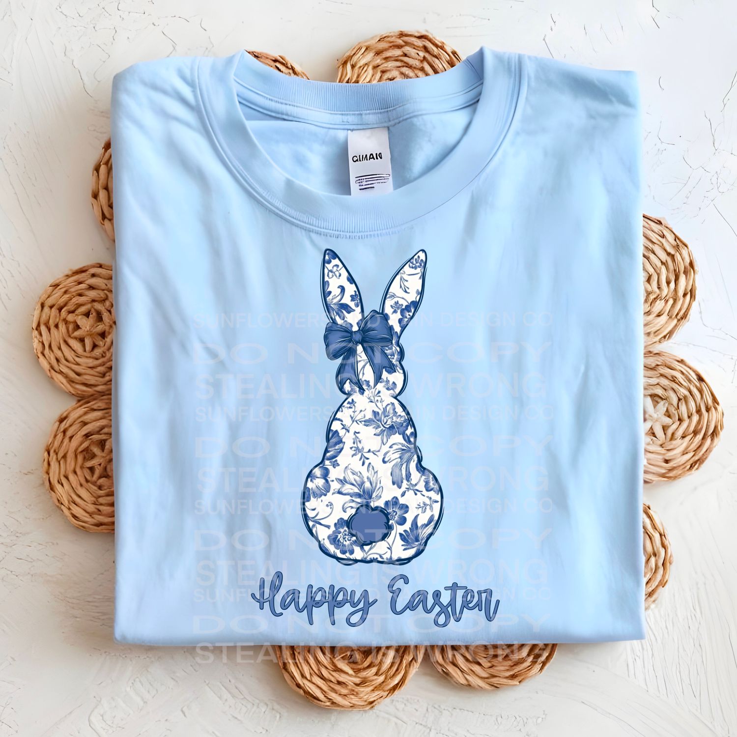 Easter blue flower bunny  .Png file for sublimation and dtf T-shirts and prints.