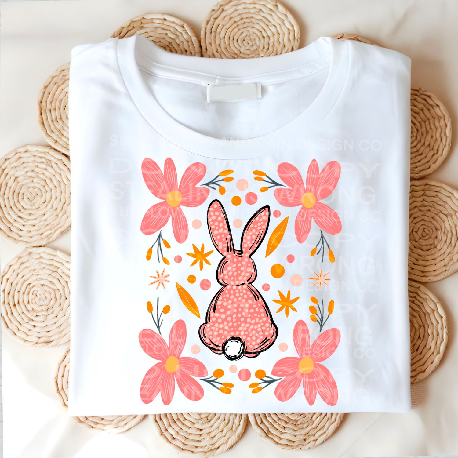 Easter pink flower bunny .Png file for sublimation and dtf T-shirts and prints.