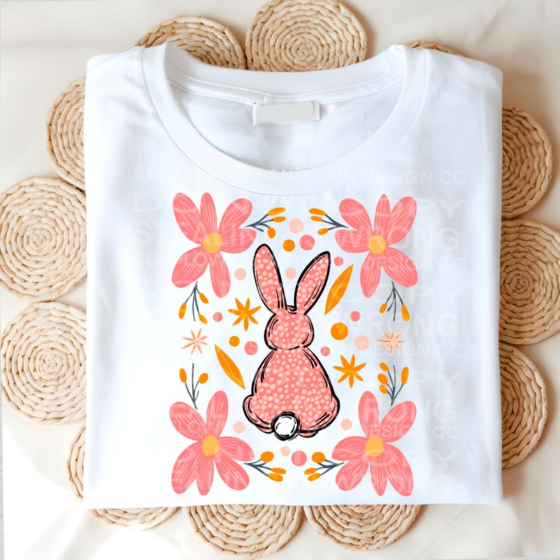 Easter pink flower bunny .Png file for sublimation and dtf T-shirts and prints.