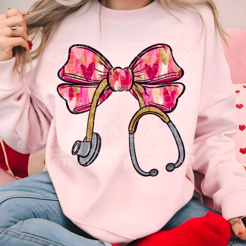Valentine’s Day Stethoscope  .Png file for sublimation and dtf T-shirts and prints.