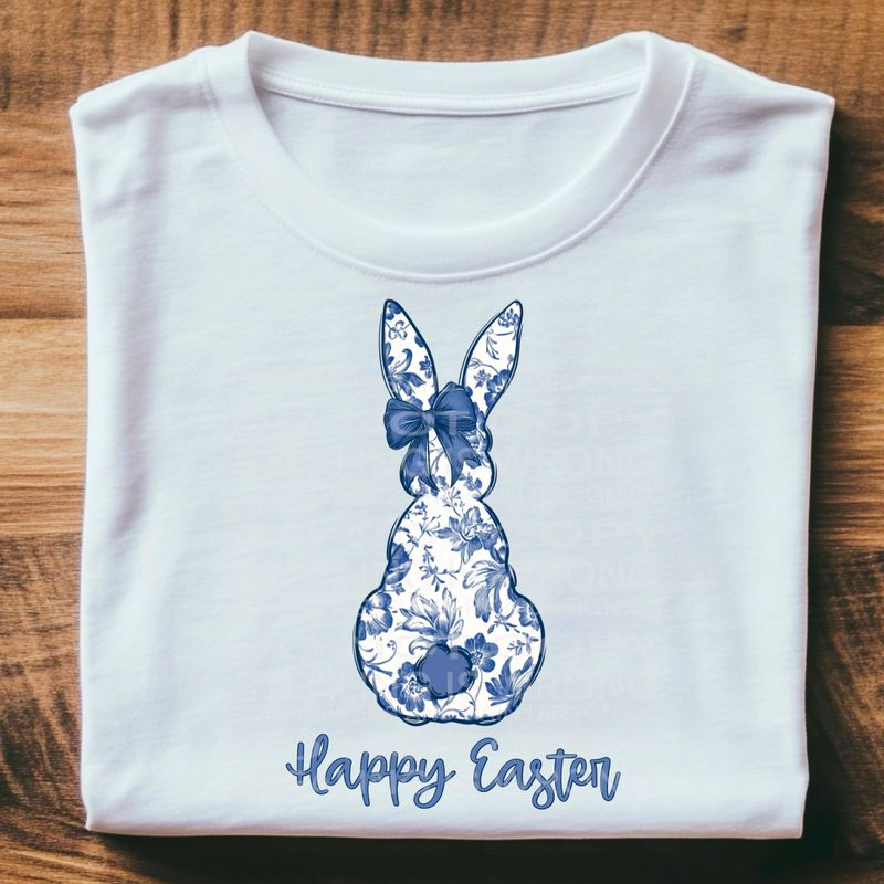 Easter blue flower bunny  .Png file for sublimation and dtf T-shirts and prints.