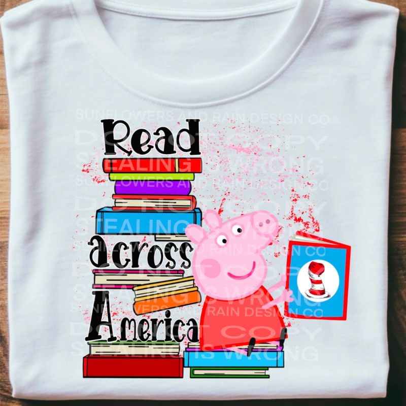 Pig ,read across America , SUESS , png file for sublimation and dtf shirts. Digital download only.