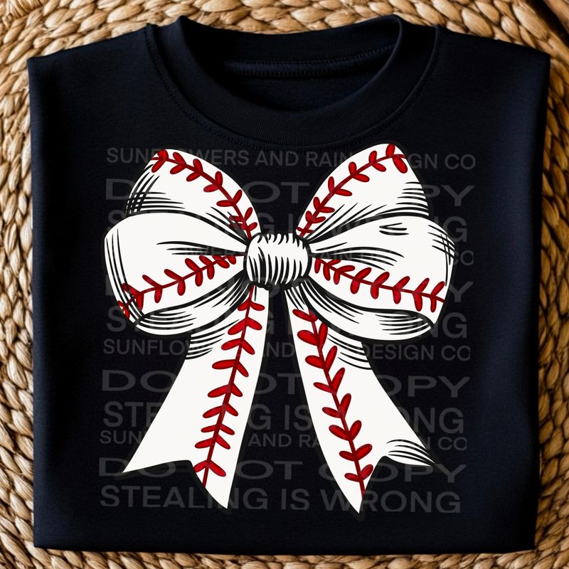 Baseball bow, coquette bow png file for sublimation and dtf shirts. Digital download only.