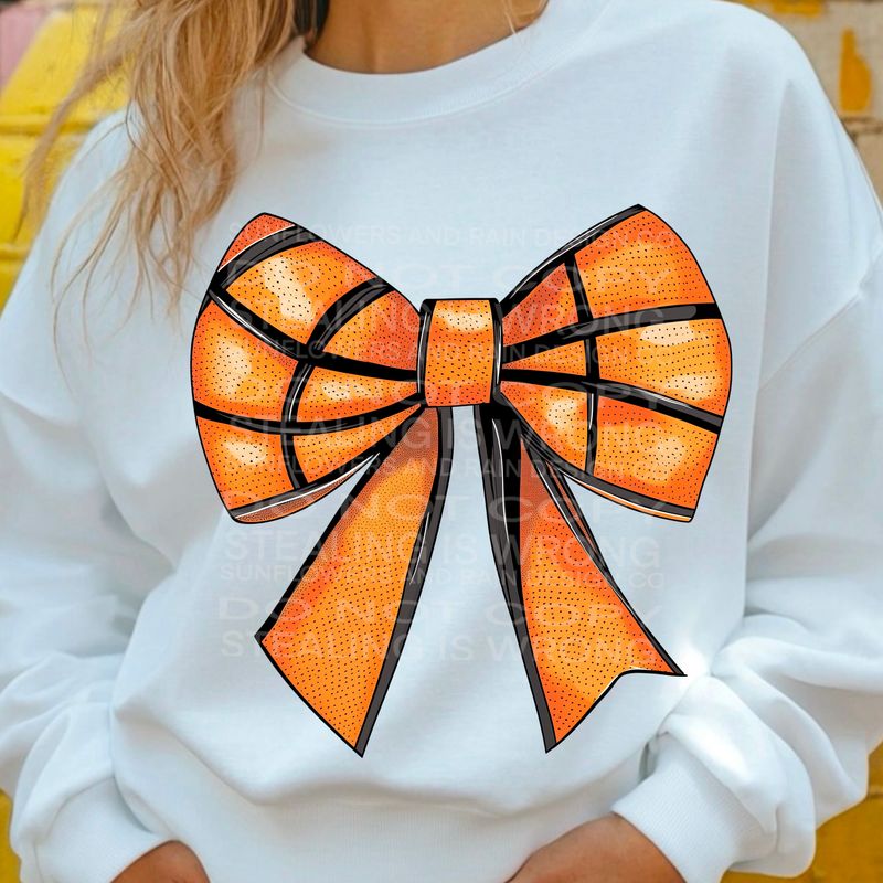 Basketball bow, coquette bow png file for sublimation and dtf shirts. Digital download only.