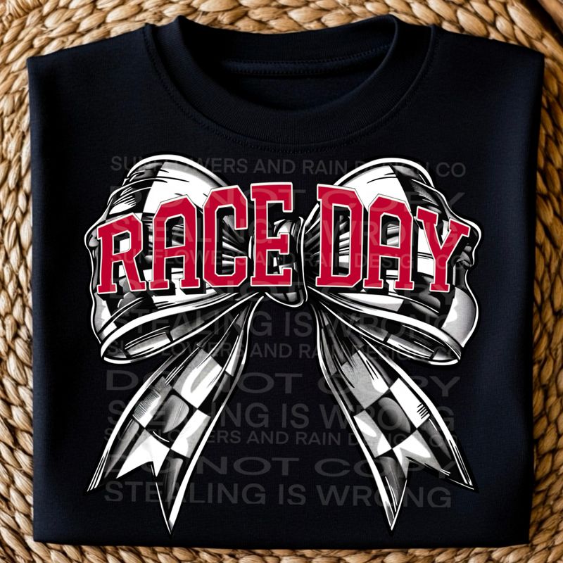 Race day red checkered bow, coquette bow png file for sublimation and dtf shirts. Digital download only.