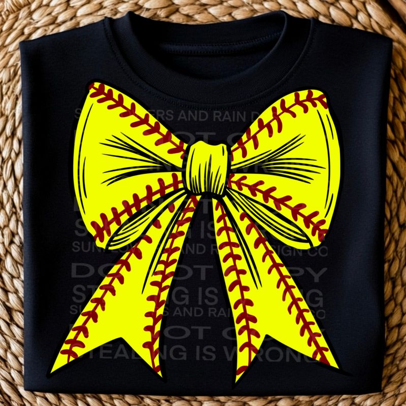 Softball bow, coquette bow png file for sublimation and dtf shirts. Digital download only.
