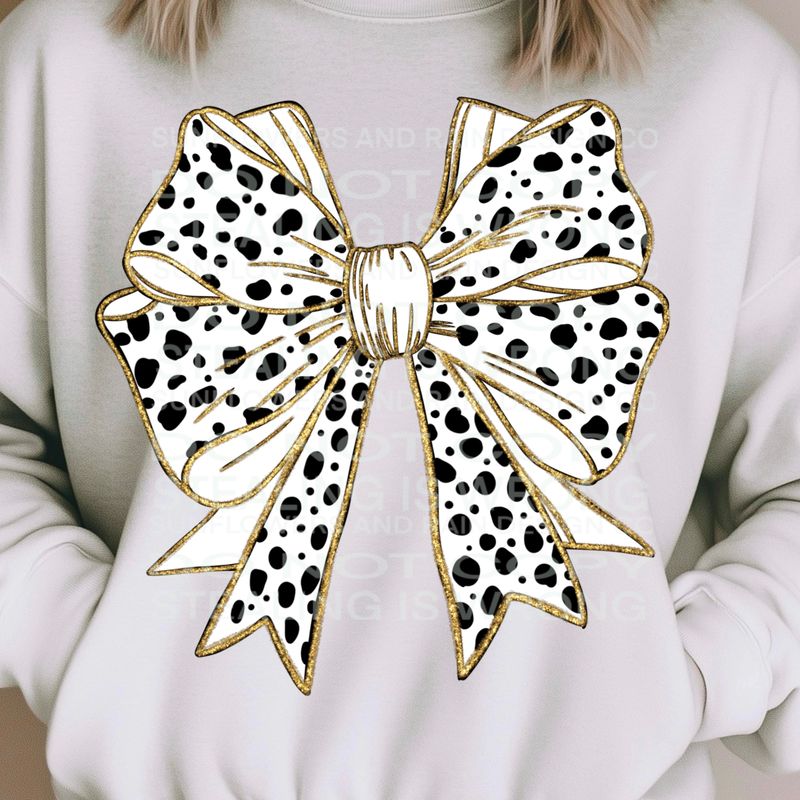 Dalmatian dot bow, coquette bow png file for sublimation and dtf shirts. Digital download only.