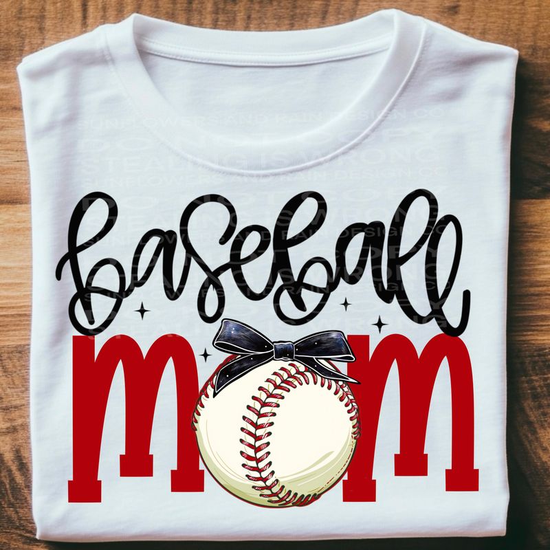 Baseball mom bow png file for sublimation and dtf shirts. Digital download only.