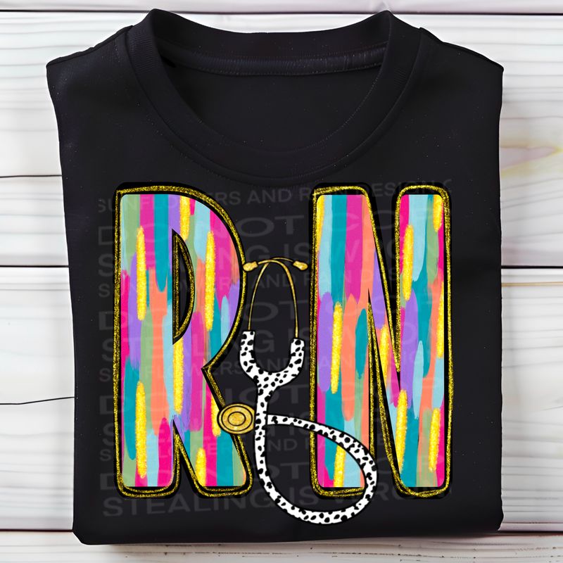 RN brushstroke png file for sublimation and dtf shirts. Digital download only.