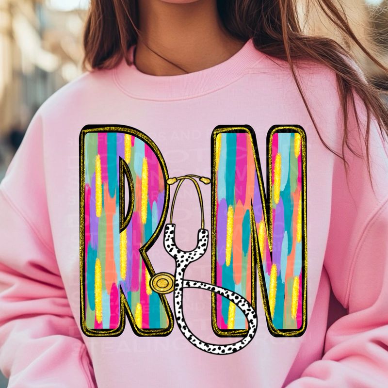 RN brushstroke png file for sublimation and dtf shirts. Digital download only.
