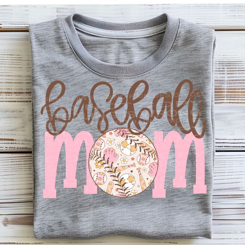 Retro pink Baseball mom  png file for sublimation and dtf shirts. Digital download only.