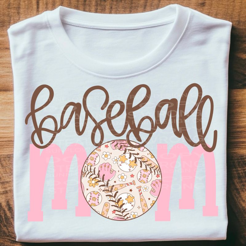 Retro pink Baseball mom  png file for sublimation and dtf shirts. Digital download only.