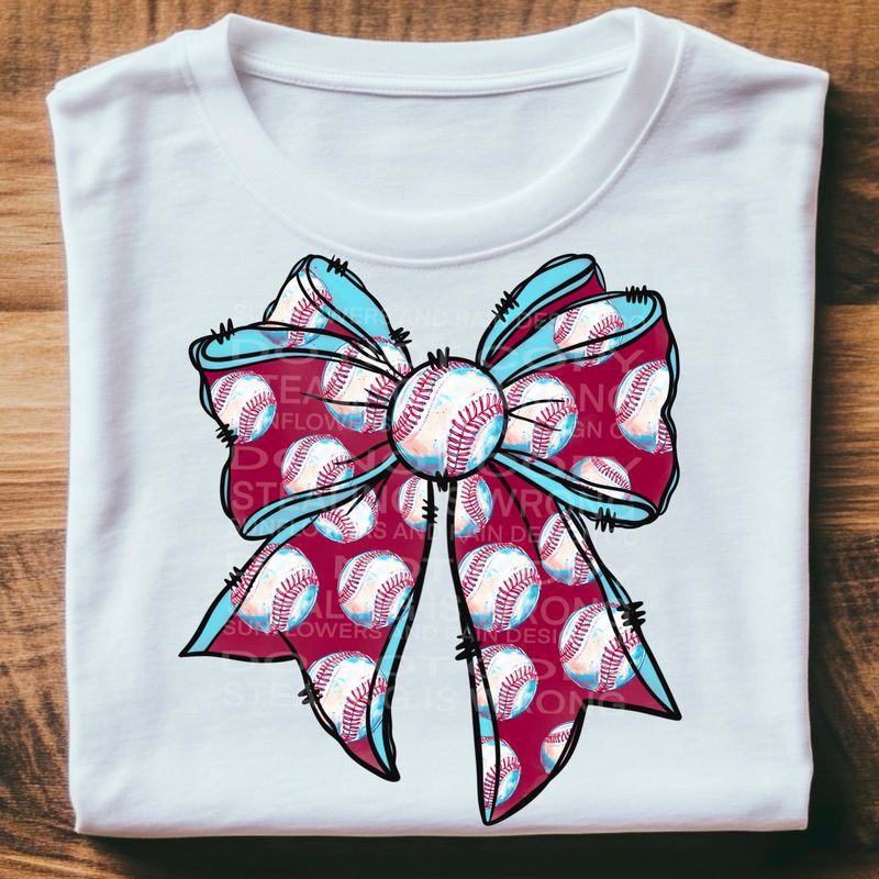 Baseball bow png file for sublimation and dtf shirts. Digital download only.