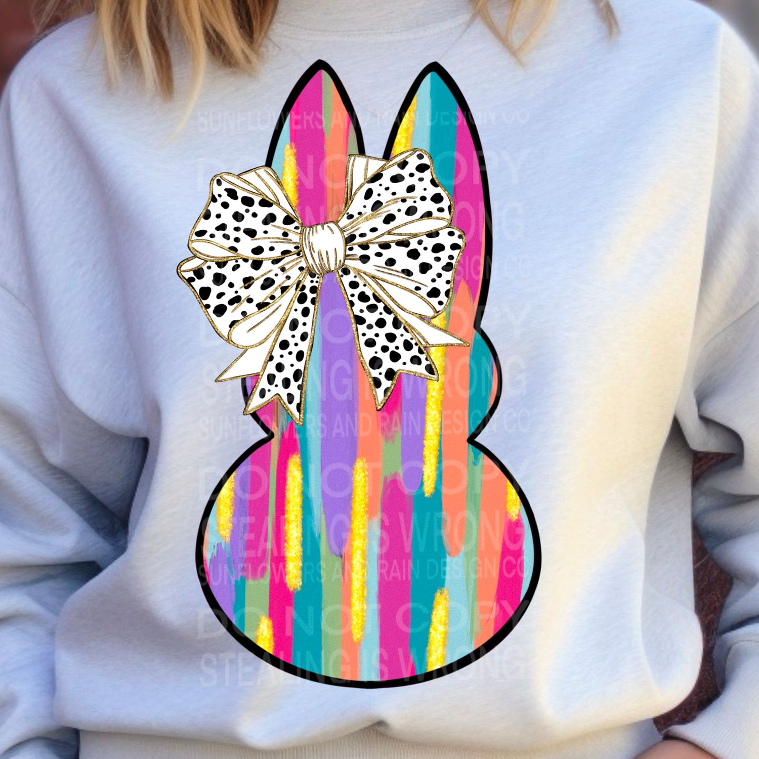 Brushstroke bunny png file for sublimation and dtf shirts. Digital download only.
