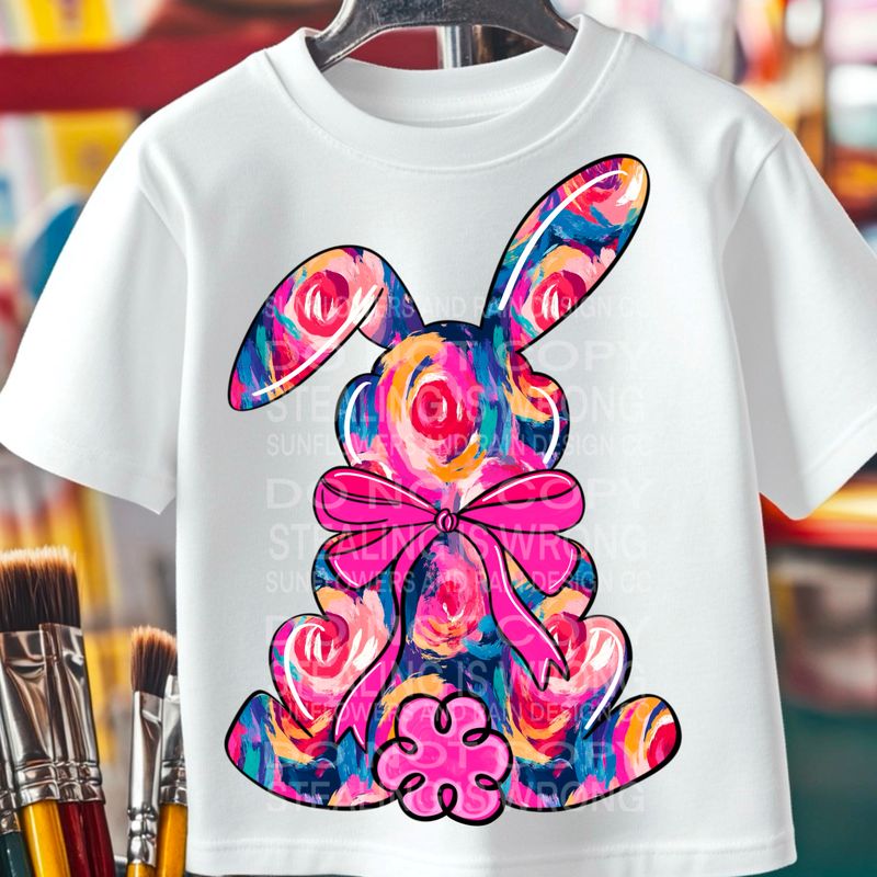 Blue floral bunny png file for sublimation and dtf shirts. Digital download only.