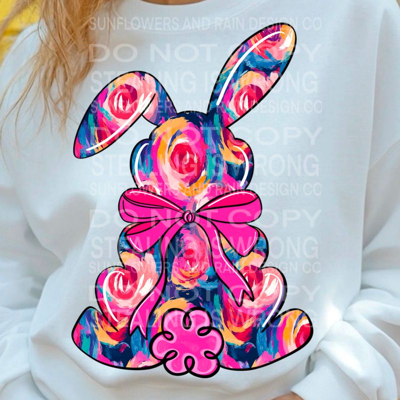 Blue floral bunny png file for sublimation and dtf shirts. Digital download only.