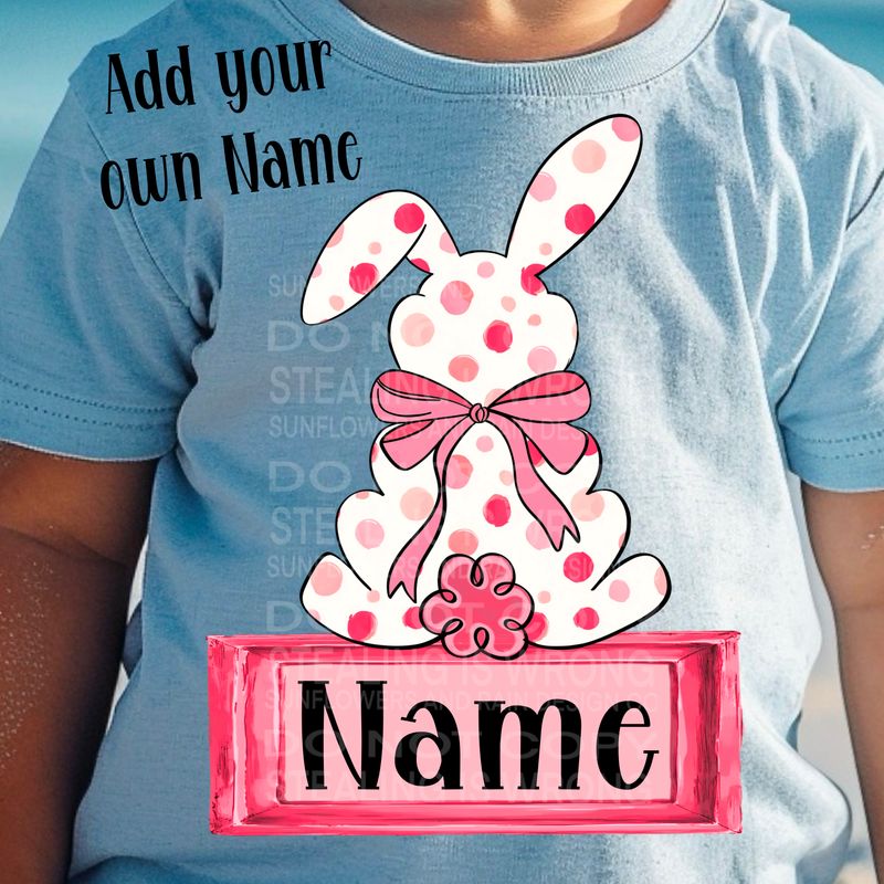 Name plate bunny png file for sublimation and dtf shirts. Digital download only.