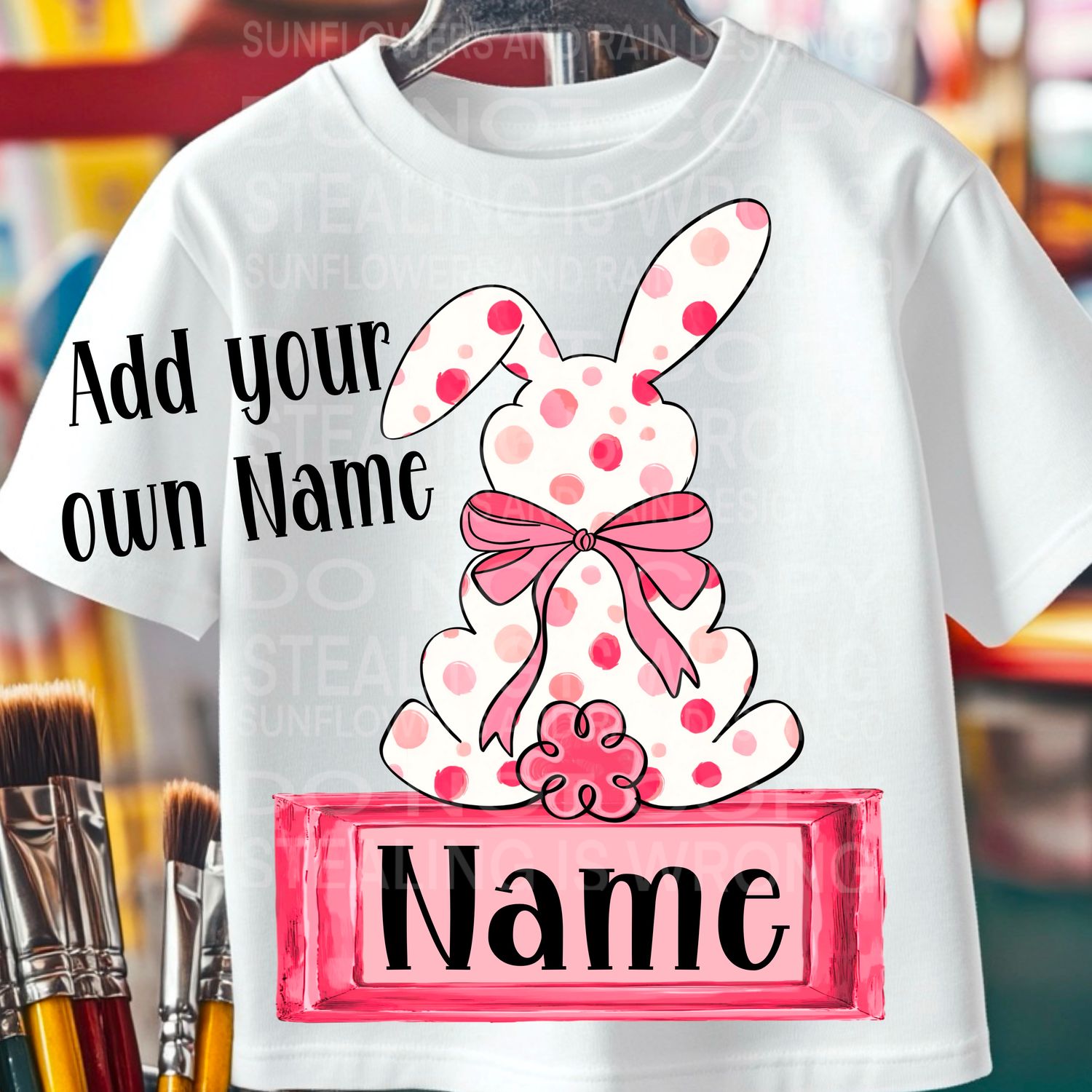 Name plate bunny png file for sublimation and dtf shirts. Digital download only.