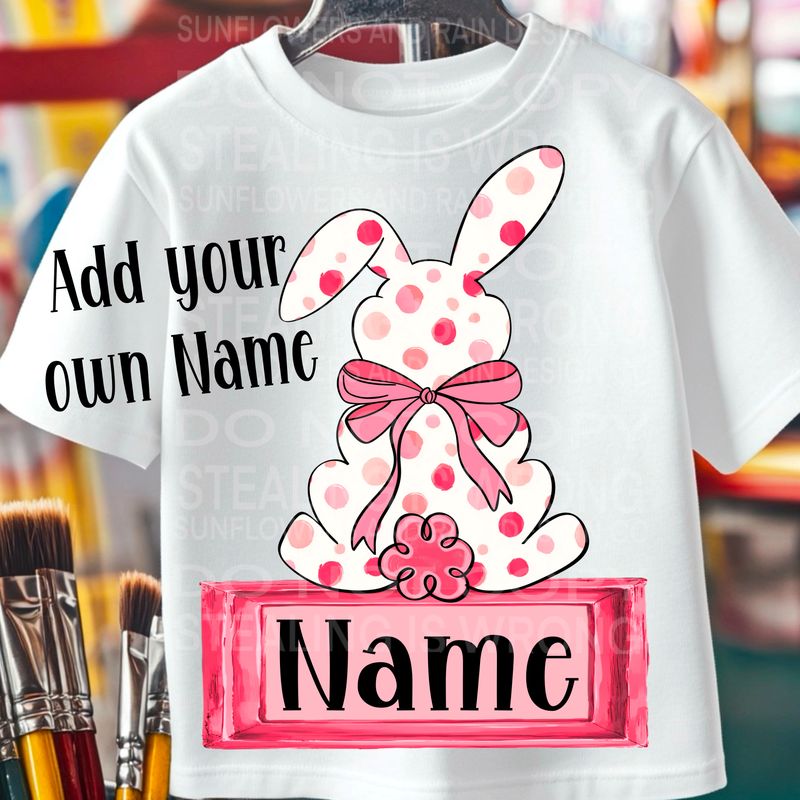 Name plate bunny png file for sublimation and dtf shirts. Digital download only.