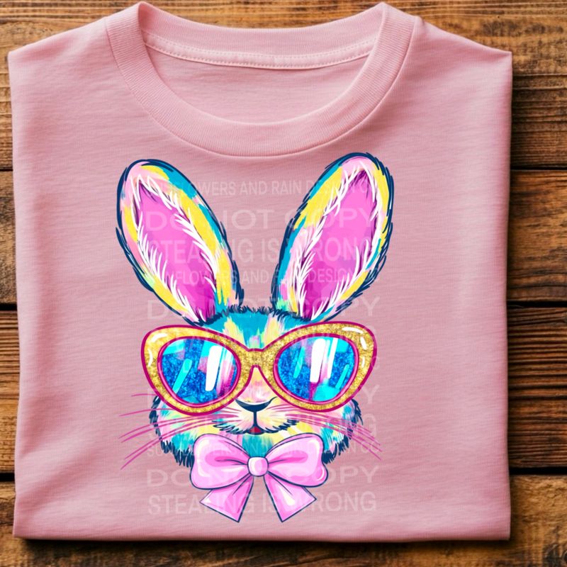 Easter bunny pink colorful  png file for sublimation and dtf shirts. Digital download only.