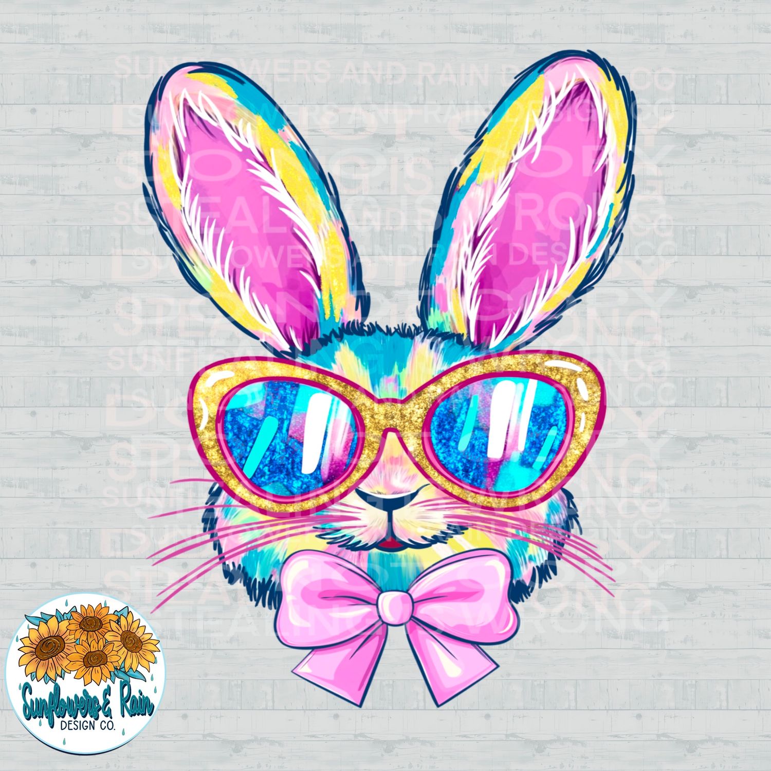 Easter bunny pink colorful  png file for sublimation and dtf shirts. Digital download only.
