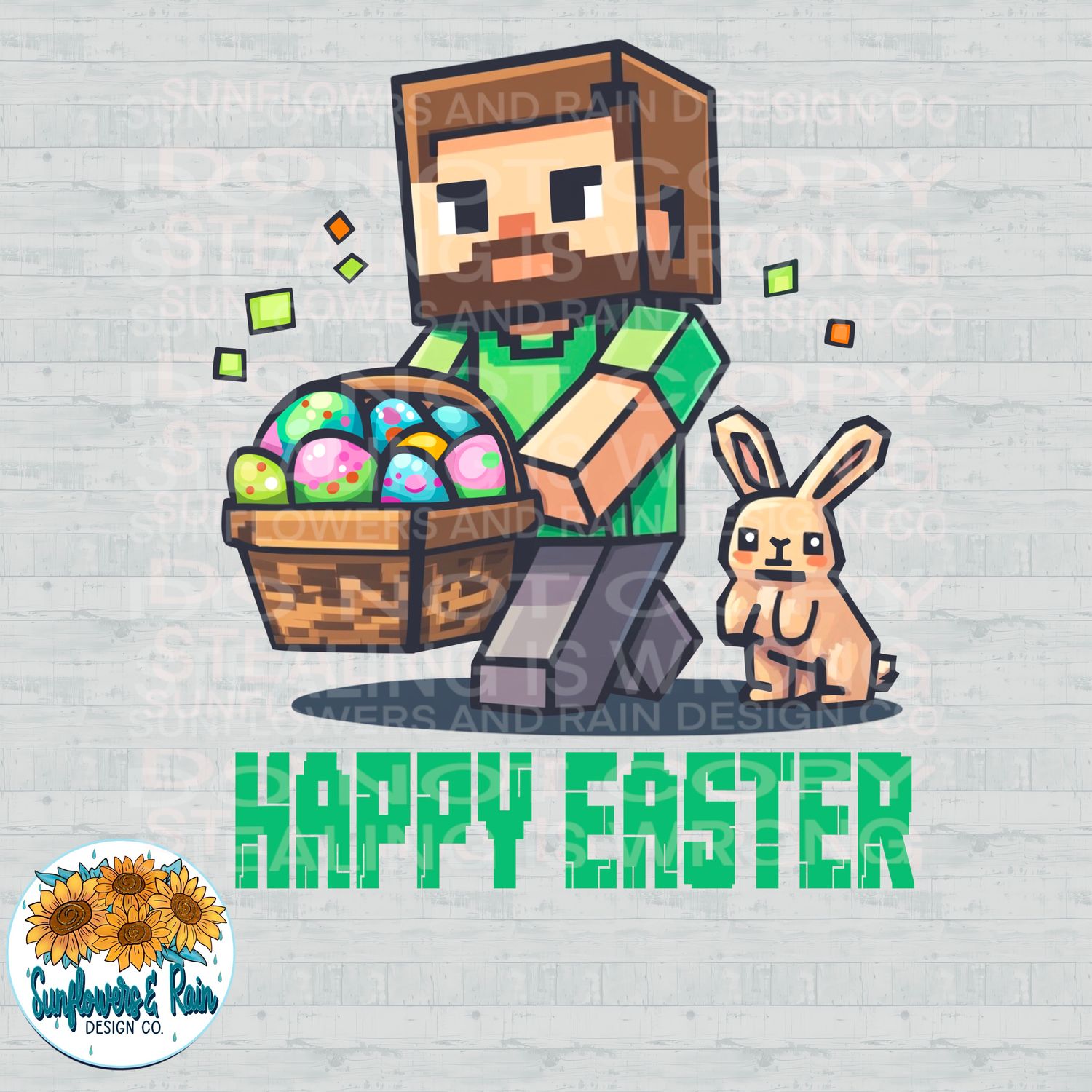 Minecraft Easter png file for sublimation and dtf shirts. Digital download only.