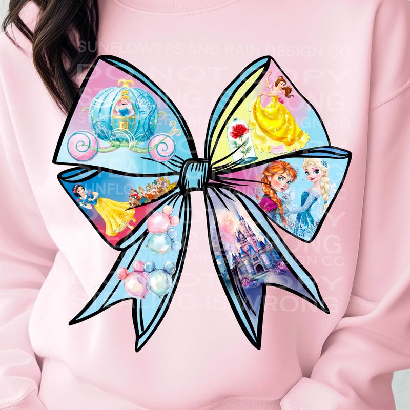 Disney Princess coquette bow png file for sublimation and dtf shirts. Digital download only.