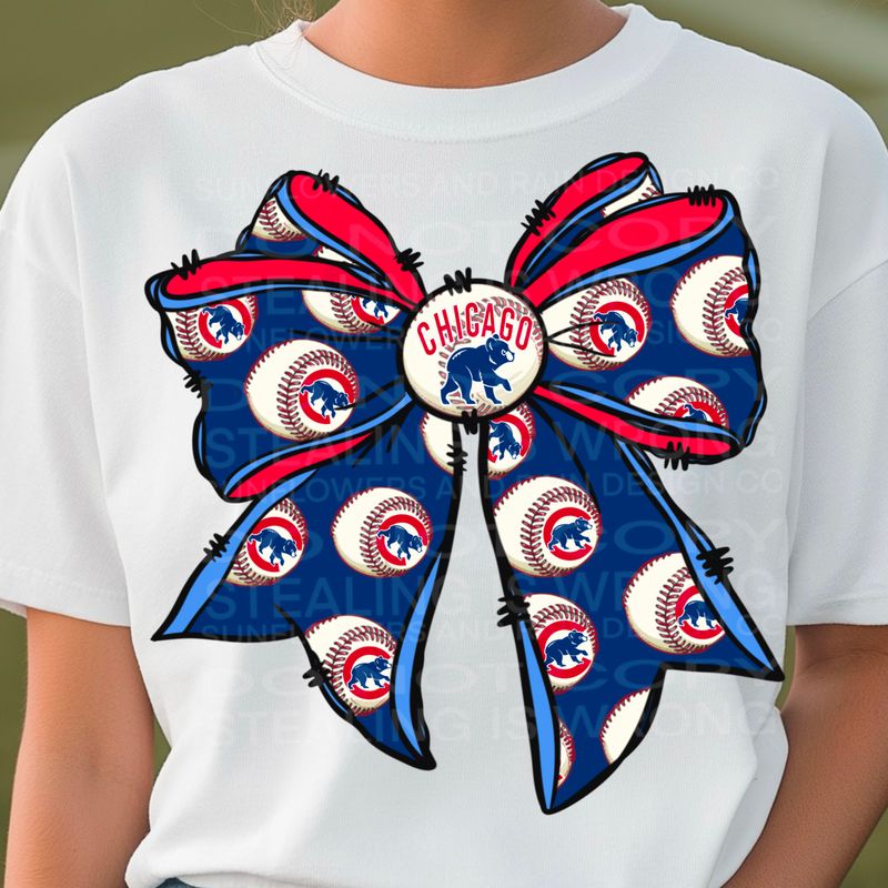 Cubs Coquette baseball bow. png file for sublimation and dtf shirts. Digital download only.