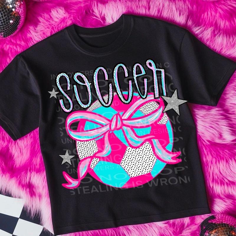 Soccer pink coquette bow png file for sublimation and dtf shirts. Digital download only.