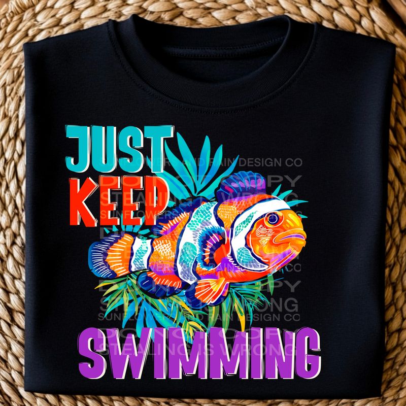 Just keep swimming png file for sublimation and dtf shirts. Digital download only.