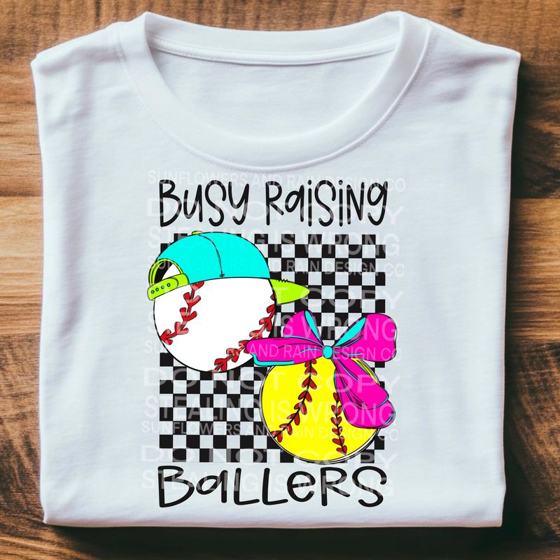 Busy raising ballers neon png file for sublimation and dtf shirts. Digital download only.