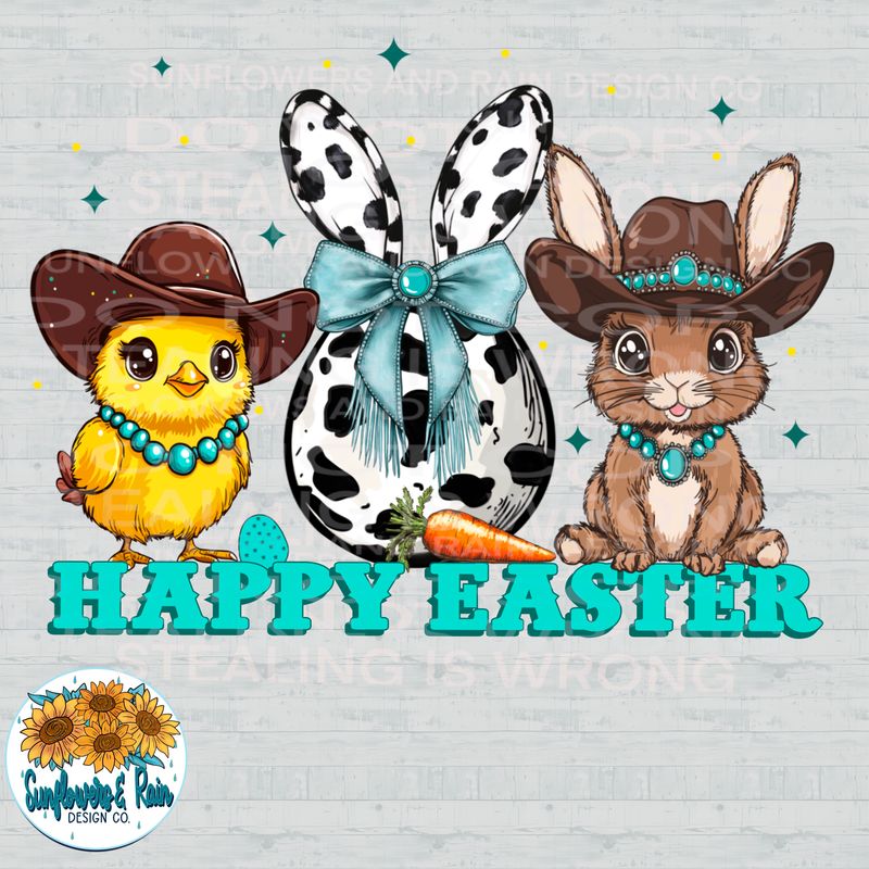 Western Easter png file for sublimation and dtf shirts. Digital download only.