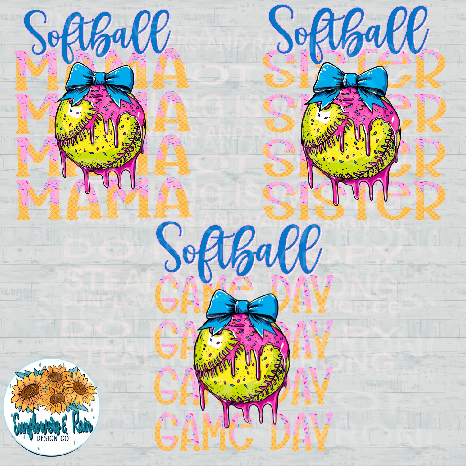 Softball ice cream drip, coquette bow bundle png file for sublimation and dtf shirts. Digital download only.
