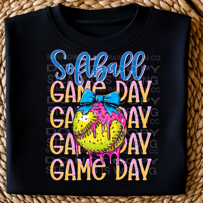 Softball ice cream drip, coquette bow bundle png file for sublimation and dtf shirts. Digital download only.