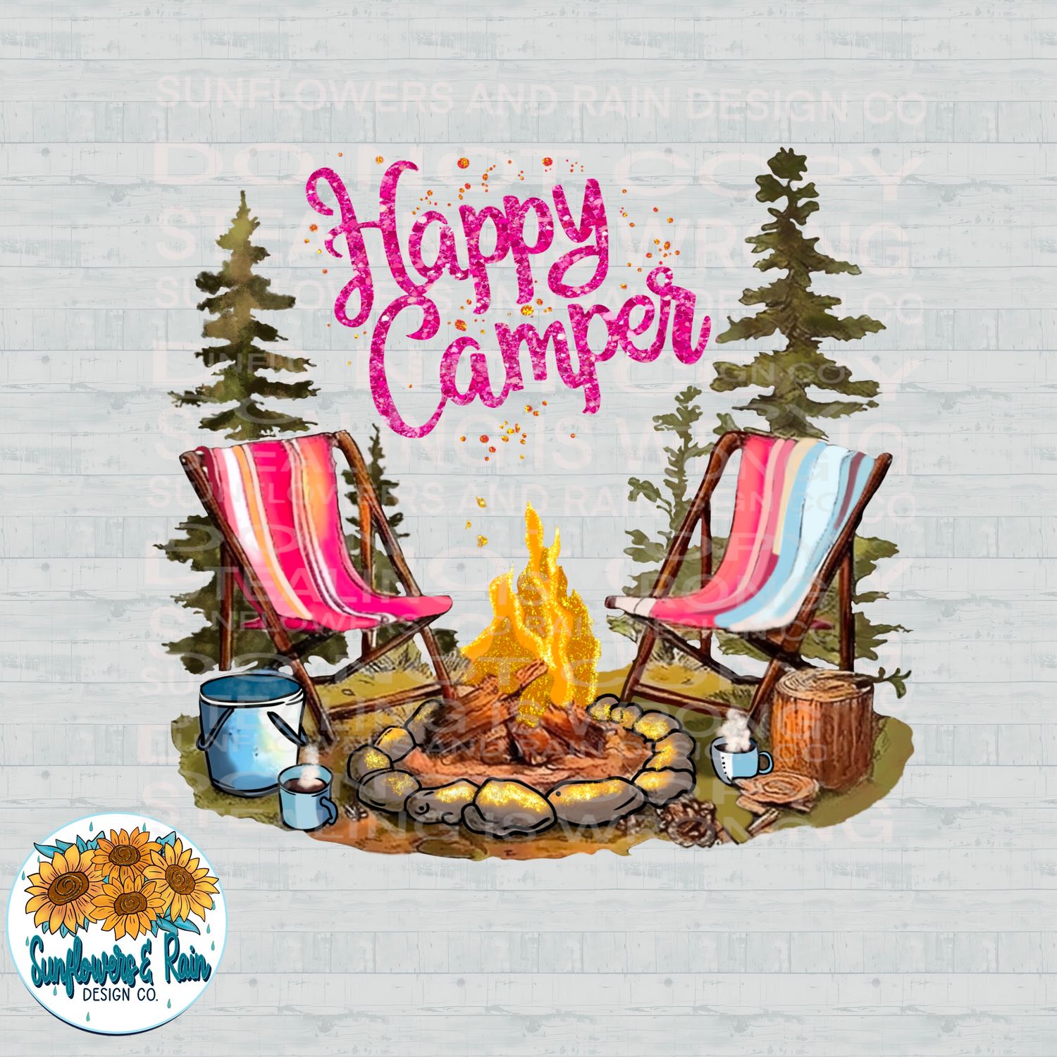 Happy Camper  png file for sublimation and dtf shirts. Digital download only.