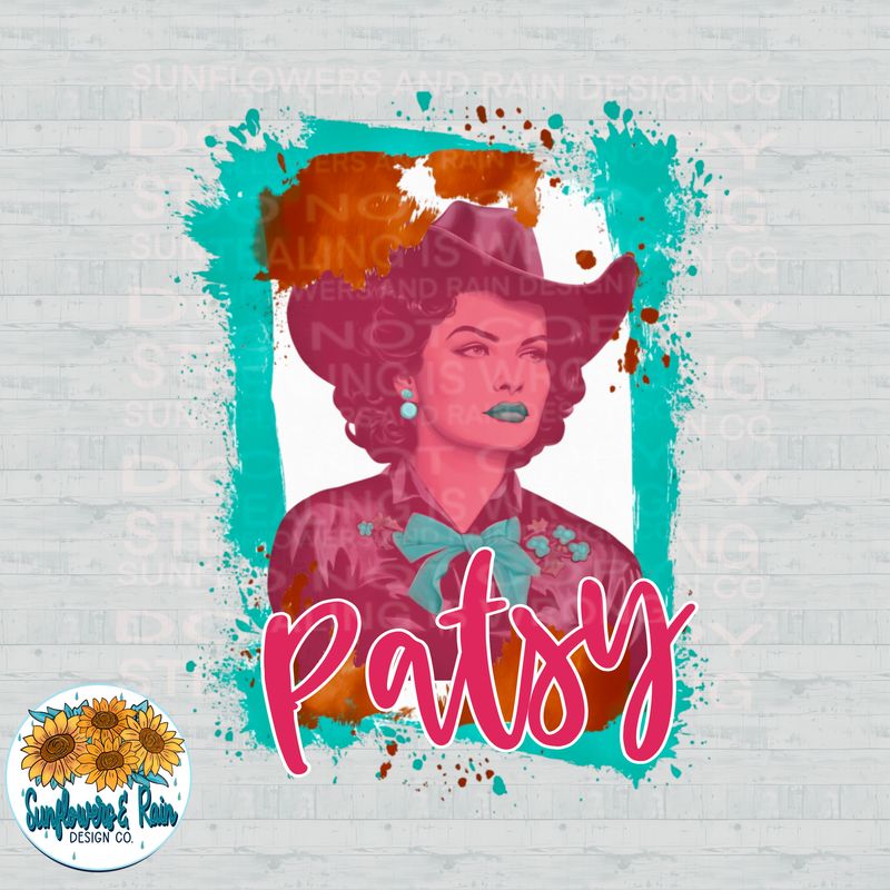 Patsy country music png file for sublimation and dtf shirts. Digital download only.