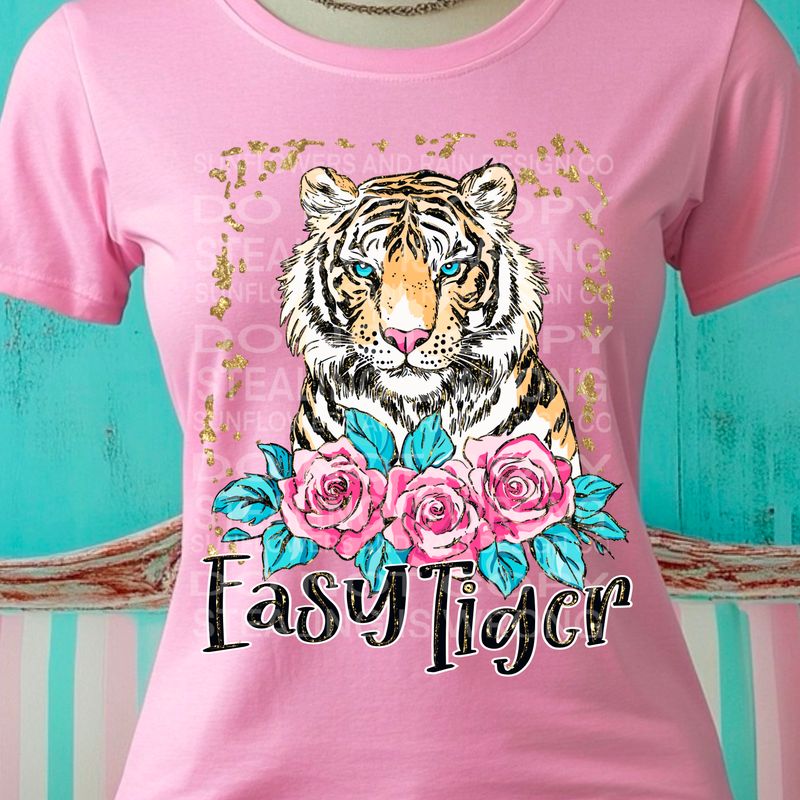 Easy Tiger png file for sublimation and dtf shirts. Digital download only.