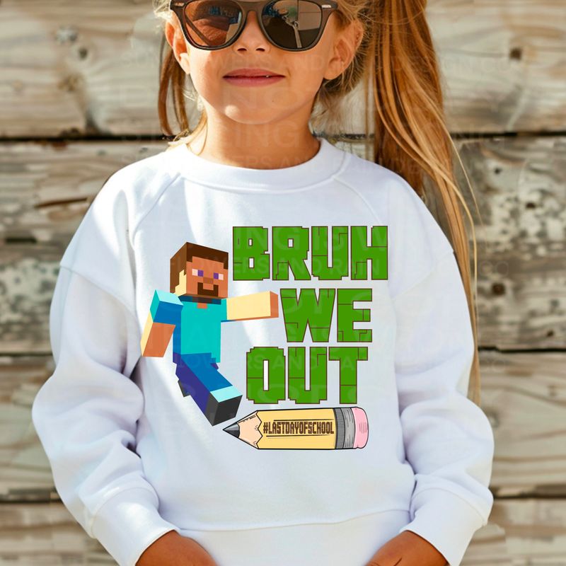 Bruh we out Minecraft file for sublimation and dtf shirts. Digital download only.