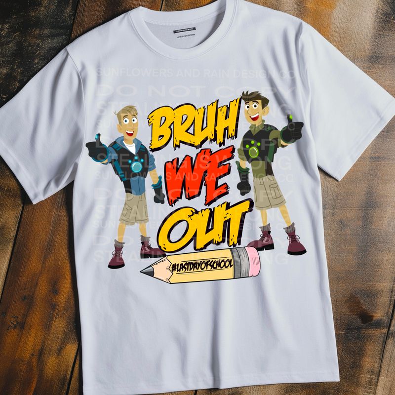 Bruh we out wild kratts file for sublimation and dtf shirts. Digital download only.
