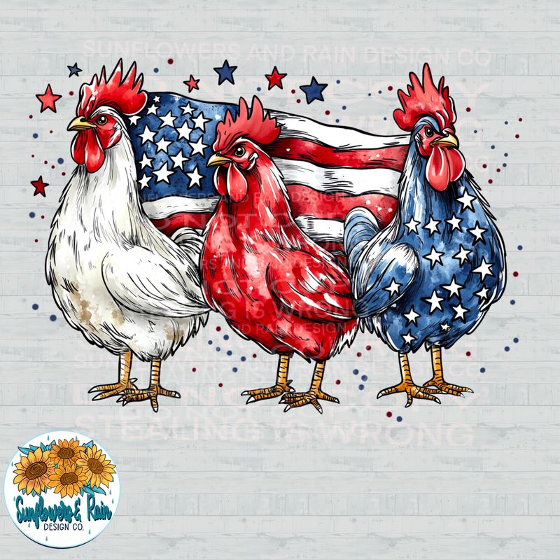 4th of July chicken file for sublimation and dtf shirts. Digital download only.