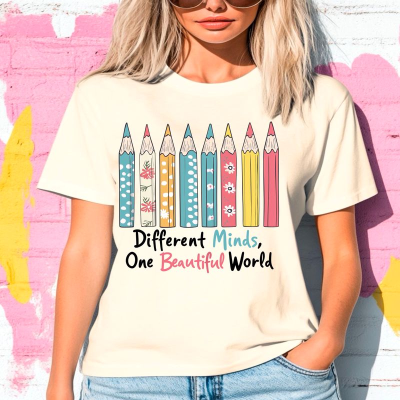 Different minds, one beautiful world file for sublimation and dtf shirts. Digital download only.